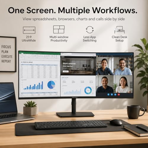 Image of Deco Gear 40 inch Curved 5K2K Nano IPS Monitor, 5120x2160 UltraWide 21:9 Display, 120Hz, 99% DCI-P3, HDR, Adaptive Sync, 65W USB-C PD, 2500R, HDMI Display Port