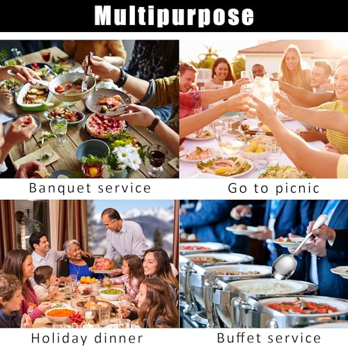 2 Pezzi Cucchiaio da Portata Grandi in Acciaio Inossidabile, Cucchiai da Portata con Manico Lungo, Cucchiai Da Portata per Buffet, Grandi Cucchiaio da Portata per Cucina Ristorante Banchetto - immagine 5