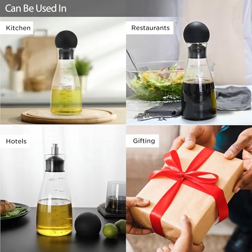 Image of The Better Home Glass Oil Dispenser 450ml | Stylish & Easy-Pour Design | Leak-Proof, BPA-Free | Ideal for Cooking Oils, Vinegar & Daily Use,Transparent