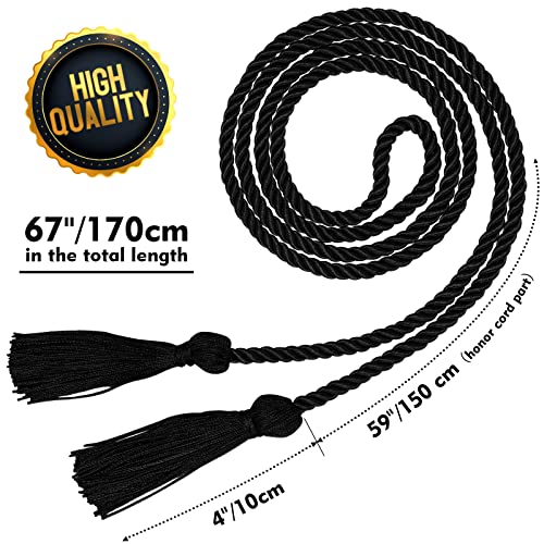 Image of Graduation Honor Cord Black Yarn Honor Cord with Tassel 67 inch Long for Graduation Ceremony