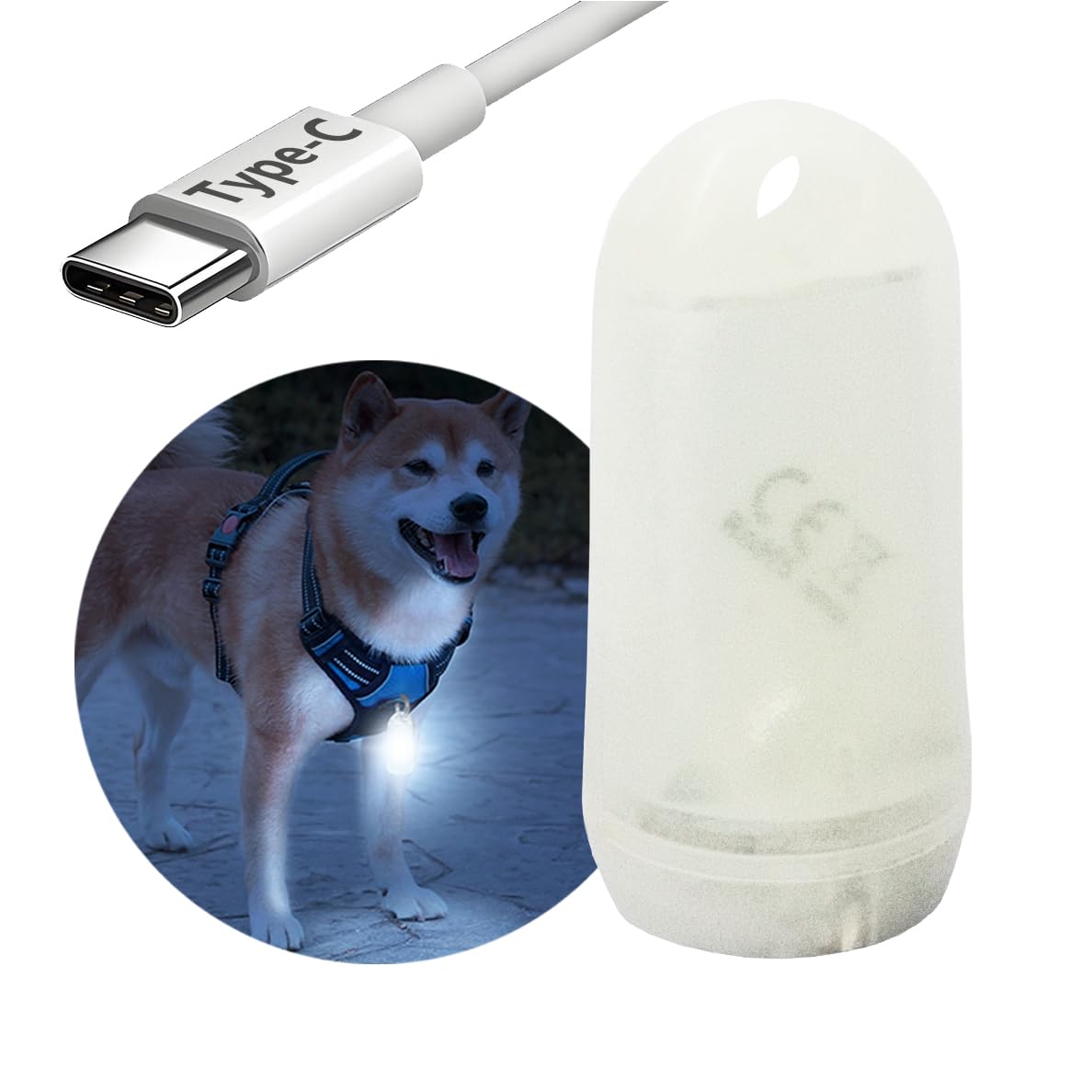 DOKEEP 犬散歩 ライト 犬猫用 ペンダントライト LED 充電式 夜間 散歩用 犬の安全のために 首輪 光る キラキラ 11g 超ミニ LEDライト 防水 調節可能 簡潔 軽い 超小型犬～超大型犬に対応 ペット用品 (ホワイト・ルミナス)