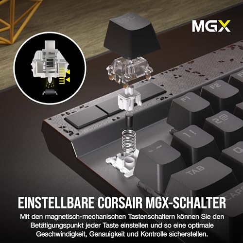 CORSAIR K70 MAX RGB Magnetisch-Mechanische Kabelgebundene Gaming-Tastatur - MGX Einstellbare Schalter, SOCD und Rapid Trigger, PBT Double-Shot-Tastenkappen, Schalldämpfung, 8000Hz, QWERTZ DE - Grau – Bild 4