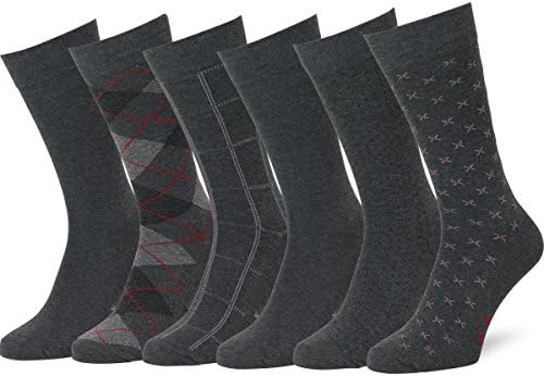 Easton Marlowe Mens Socks 6 Pack Cotton Classic Pattern Socks for Men Solid Color Socks Black Socks