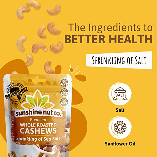 Whole Roasted Lightly Salted Cashews By Sunshine Nuts Co., Gluten Free, Peanut Free And Vegan Individual Snack Packs For Kids And Adults, Gmo Free, Sprinkling Of Salt Flavor, 2 Pack, 7 Oz. Each #TOP4