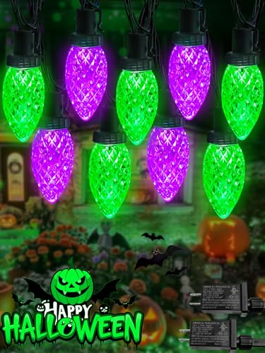 2 Pack 100LED Purple and Green C9 Halloween Lights Indoor