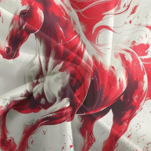 Housse de couette cheval rouge avec impression 3D visuelle et fermeture éclair - 7
