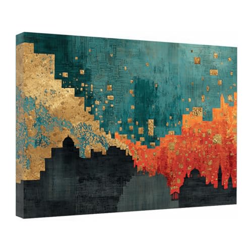 Affiche decoration murale toile moderne avec tableau abstrait orange