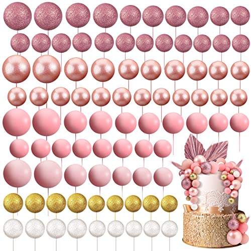 Tondiamo 108 Pcs Ball Cake Toppers, 5 Sizes for Cake Decorating, 22, A