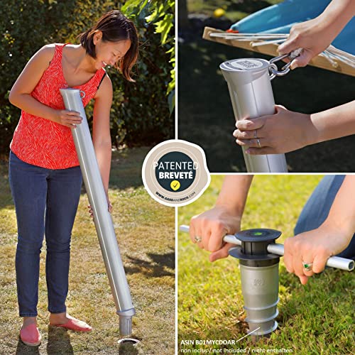 GARD & ROCK - PFOSTEN für HÄNGEMATTE aus Aluminium - mit Ankerfuß für Jede Art Untergrund - platzsparend und leicht herausnehmbar - ZUM AUFSTELLEN IHRER HÄNGEMATTE AN JEDEM BELIEBIGEN Ort! – Bild 5