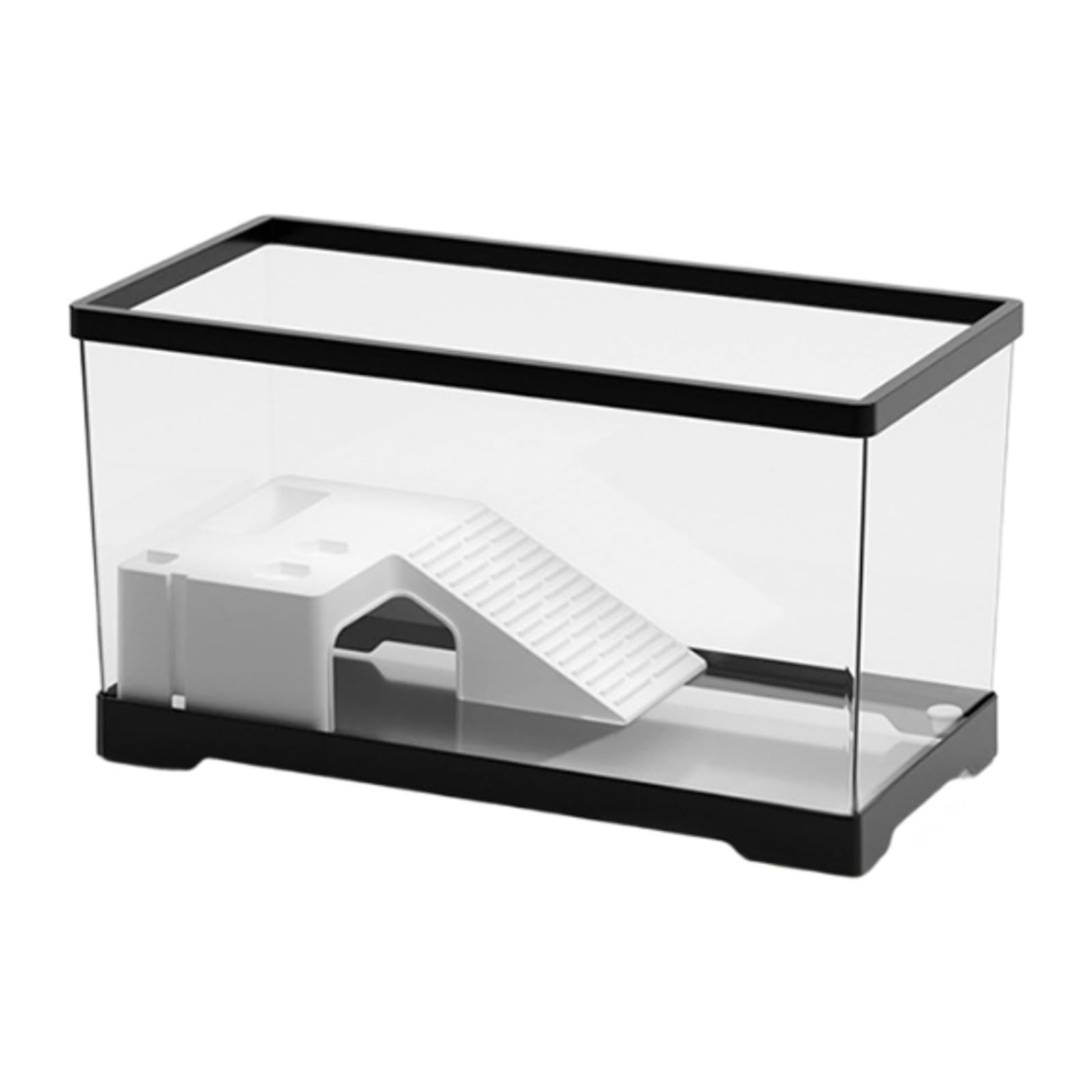 Acuario de Tortugas con Tanque con de área Multifuncional de Tortugas Hermitah Case Box Basking Ramp Ramptil Hábitat Pets Accessy, Grande Negro, Individual
