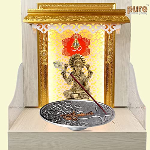 Image of Pure Source India Aluminum Incense Holder for Pooja, Agarbatti Stand with Ash Catcher, Handmade Decorative Burner for Home, Meditation & Gifting, 5 Inch, Pack of 2