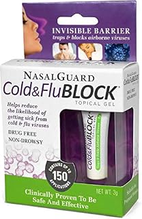 Nasalguard Cold&FluBLOCK Gel for Blocking Virus-Sized Particles and Cold/Flu Symptoms (Menthol) - Drug-Free and Proven Safe - Over 150 Applications Per Tube