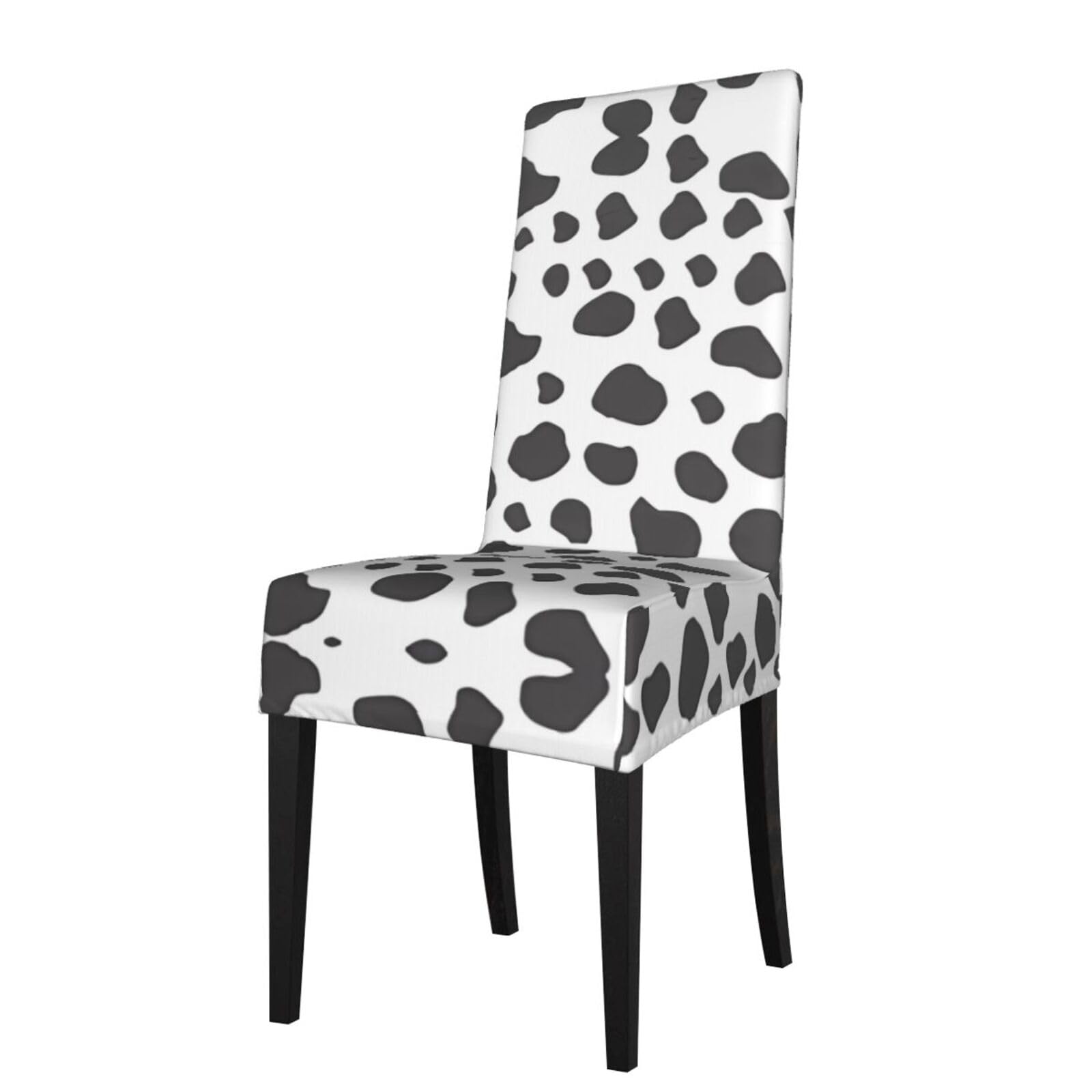 HJFCZH Cow Print Prints Dining Chair Throw Covers – Stretchable Slipcovers for Chair Seat Back – Protect Furniture from Kids & Pets – Easy Care, No Ironing Needed