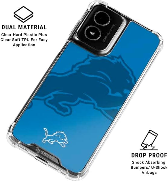 Skinit Clear Phone Case Compatible with Moto G Power 5G (2024) - Officially Licensed NFL Detroit Lions Double Vision Design
