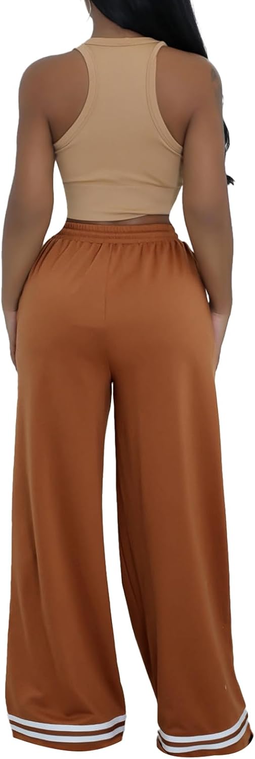 Women Wide Leg Sweatpants High Waisted Sweatpant Baggy Flared Sweat Pants Casual Joggers with Pockets