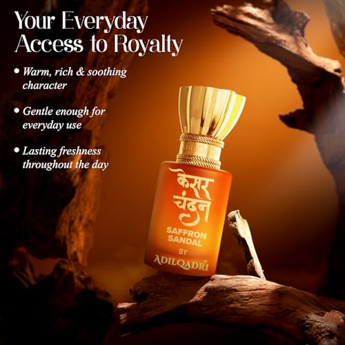 Image of Adilqadri Kesar chandan (Saffron Sandal) Attar 5.5ml for Men & Women | Pure Fragrance Oil | Non-Alcoholic Roll-On Ittar | Long-Lasting Premium Perfume | Travel-Friendly