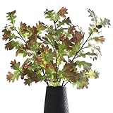 3 Pcs Artificial Oak Tree Leaves Stems, 37.8' Fall Floral Branches with Fruits Large Fake Oak Leaves Stems Faux Greenery Branches Flowers Arrangement for Table Centerpieces Decor