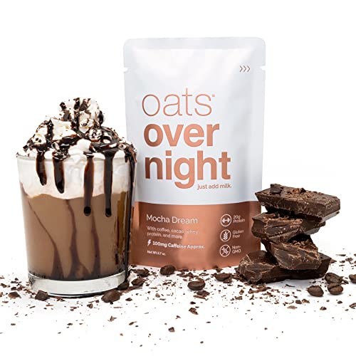 Oats Overnight - Mocha Dream - 20G Protein, High Fiber Breakfast Shake 100Mg Caffeine - Gluten Free, Non Gmo Oatmeal (2.7 Oz Per Meal) (8 Pack) #TOP5
