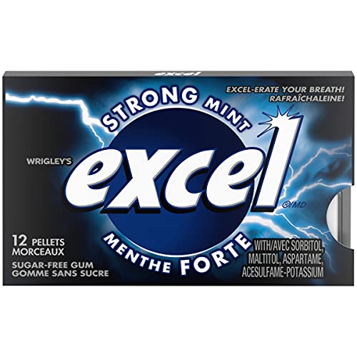 Excel Sugar-Free Gum, Strong Mint, 12 Count {Imported From Canada} #TOP1