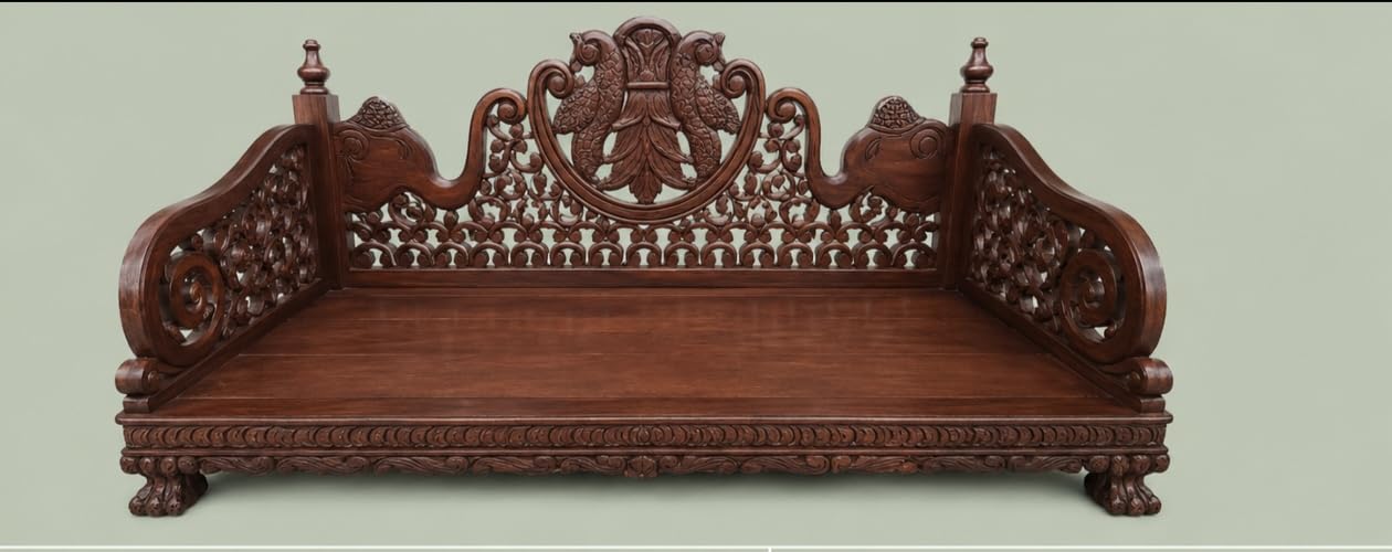 Hand-Carved Solid Teak Wood Wooden Jhula Swing for Living Room, Balcony & Garden | Traditional Indian Indoor Outdoor Swing | Brown Finish-image-37
