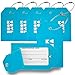7 Etichette in pelle sintetica in PU TravelMore per valigie, con custodia privacy – Set etichette da viaggio per identificazione da borsa e bagaglio – Uomini e donne - Blu