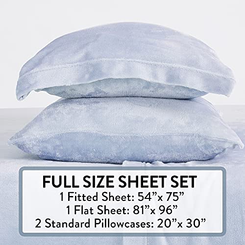 Ultra Soft Micro Fleece Sheets Set With Extra Deep Pockets | Extra Soft Velvet Fleece Sheet Set | Super Plush Polar Fleece | Velvet Plush Cozy Warmth | Tribeca Collection (Queen, Glacier Blue) #TOP4