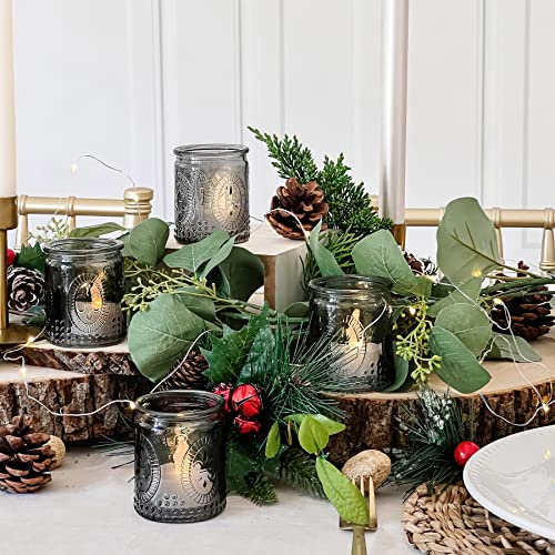 Kate Aspen Glass Tealight & Votive Candle Vintage Tea Light Holders, Set Of 8, Smoke Gray #TOP4