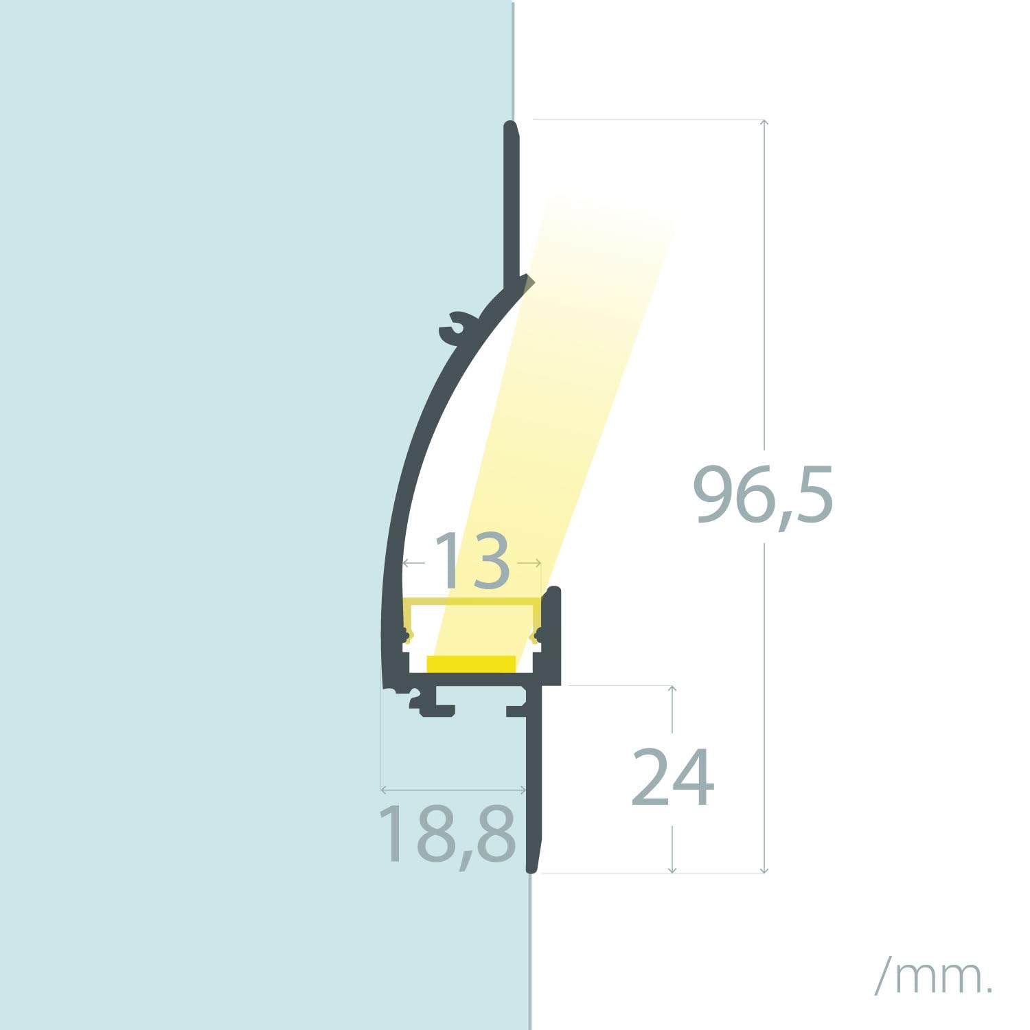 LEDKIA LIGHTING Profilo Alluminio da Incasso per Cartongesso 2m per Striscia LED fino a 12mm Bianco 2 m Semitrasparente