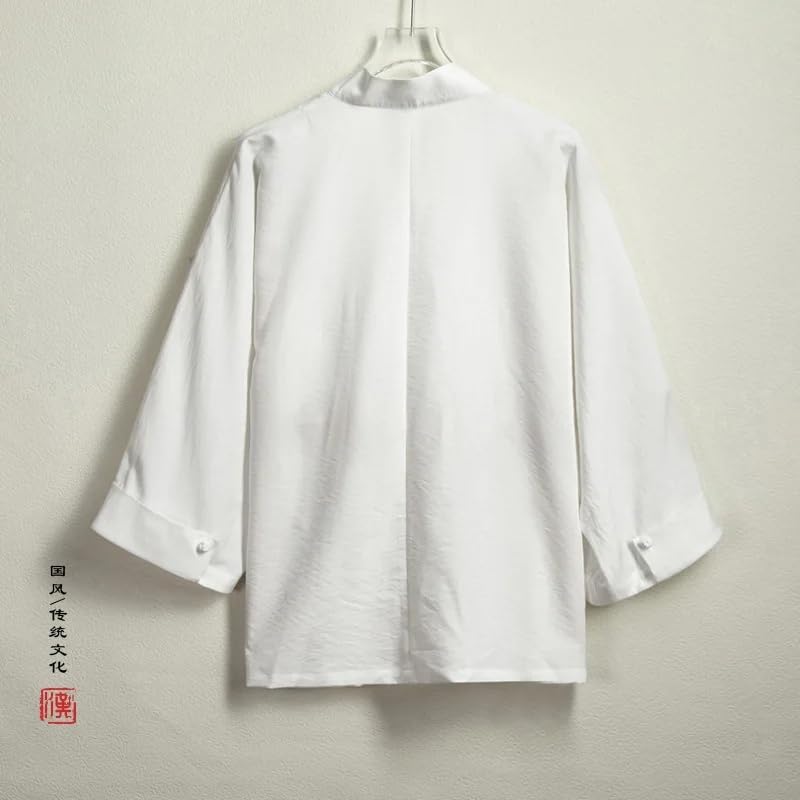 Men's Kimono Shirts Men Solid Color Linen Shirt Casual Open Stitch Shirt Male Kimono Jacket4