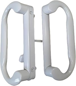 Roto Interlock Sliding Patio Glass Door 7.5" White Handle Set Replacement - Interior and Exterior Handles with Screws with a 4-15/16" Hole Spacing - Fix and Repair Door Hardware - White