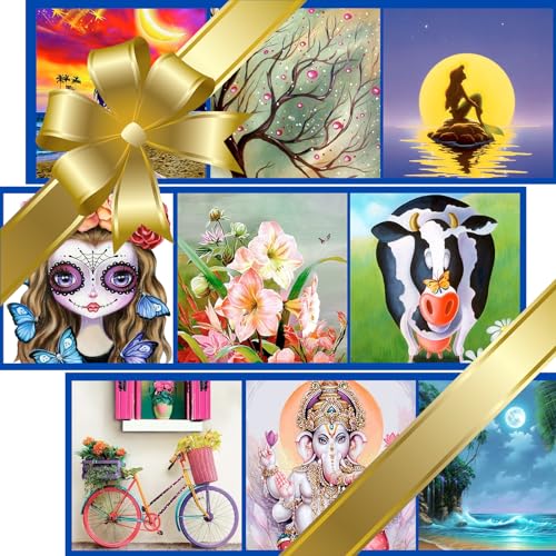 Image of AiYuanzsh 10 Pack 5D Square Diamond Painting Kits for Adults, Full Drill Square Diamond Art Kits Scenery, DIY Square Drill Painting Crafts
