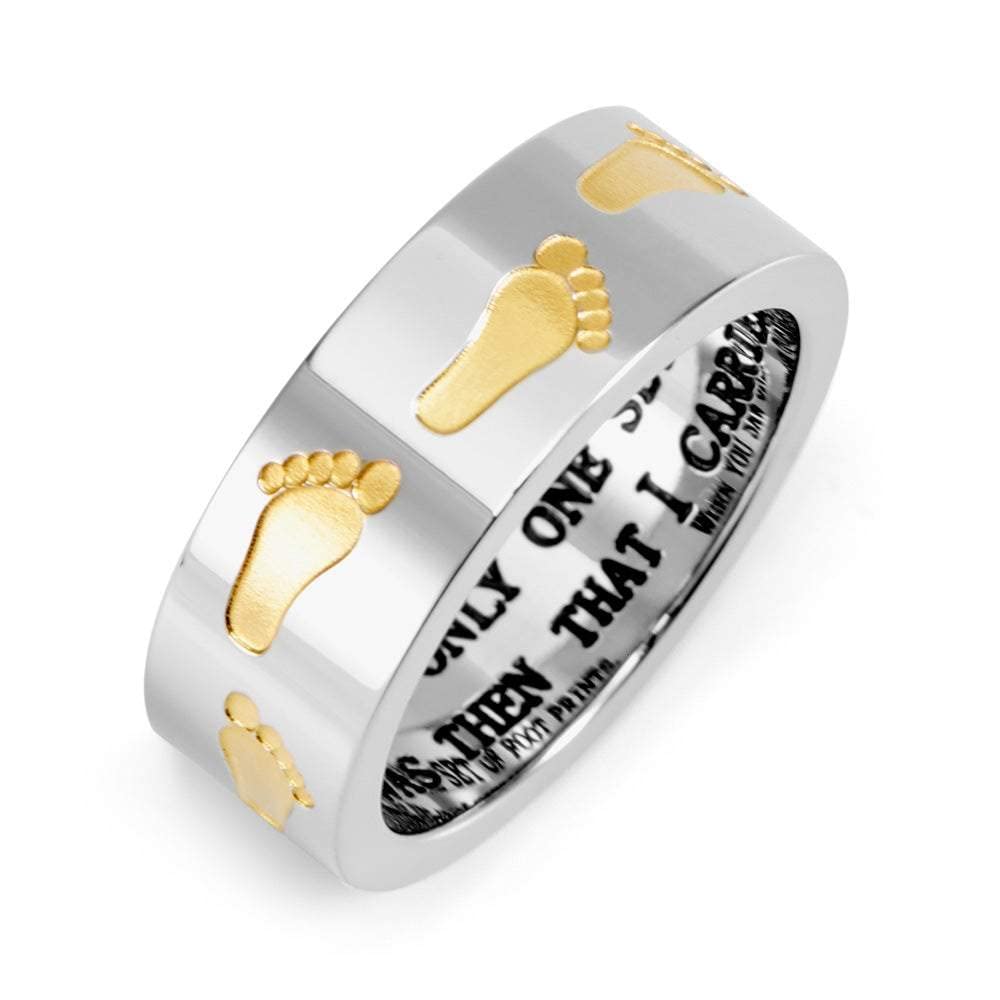 Stainless Steel Footprints in the Sand Ring, Sizes 5 to 12 - Gifts for Mom 11