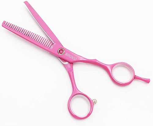 Miniatura 4 de ROCOCO Tijeras profesionales de corte de pelo rosa de 55 pulgadas y tijeras de adelgazamiento del cabello con maquinilla de afeitar para peluquería