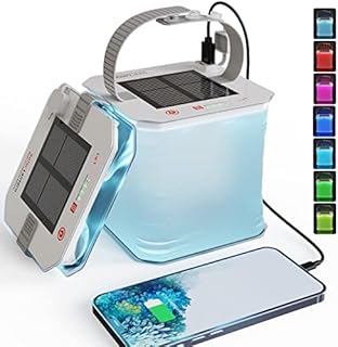 ROCAM Inflatable Solar Camping Lantern, 4200mAh LED Portable Lamp, Camping Lamp Rechargeable with USB, IP67 Waterproof, 7 Colors for Hiking/ Fishing/ Tent/ Garden/ Reading