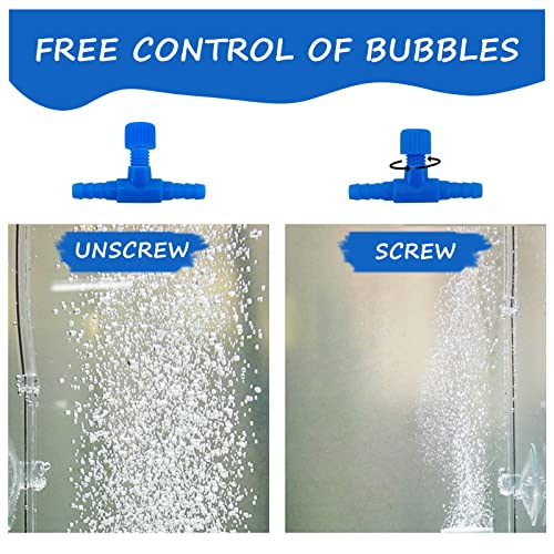Image of WishLotus 30 Pack Fish Tank Air Valve, Plastic T Type 2 Way Oxygen Hose Connector Aquarium Air Pump Control Valve for Aquarium Air Pump Hose Connector Head Aquarium Accessories Products (Blue)