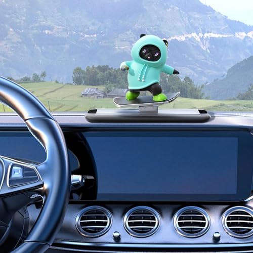 Image of REWOP Skateboarding Panda Car Dashboard Toy -Auto Sliding Motion Decor, Cool Sliding Car Accessory, Fun Car Interior Decoration Accessories (Blue)