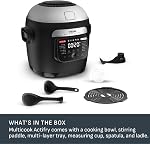 T-fal Multicook Actifry, multi-cooker & air fryer with automatic mixing pallet, 6 L / 6.3 Qt., chrome