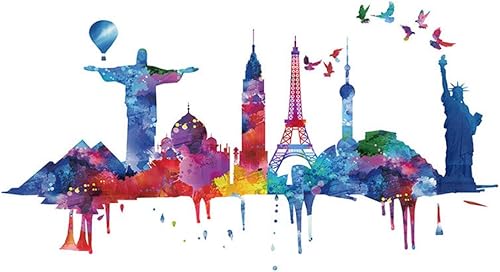 Home Find Famous Scenic Spots in The World - Adhesivo decorativo para pared diseño de la estatua de la libertad extraíble para dormitorio habitación