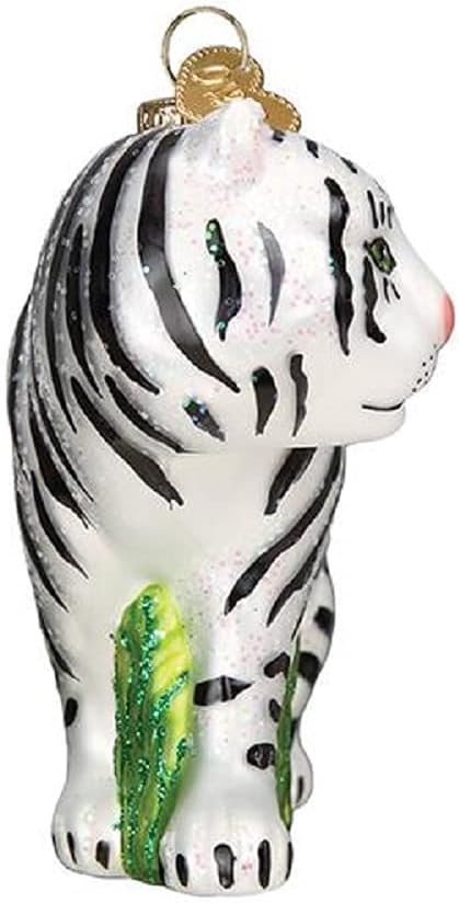 Old World Christmas White Tiger Glass Blown Ornament for Christmas Tree - Image 2