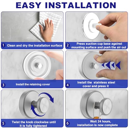 image for Bntuk Suction Cup Hooks for Shower, Removable Towel Hooks for Bathroom