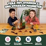 BONNYCO Magnetische Bausteine Kinder mit Tierfiguren 50 STK. Magnet Bausteine mit Illustrationen, Pädagogische Magnetic Tiles. Geschenke für Kinder, Magneten Spielzeug Jungen Mädchen, Weihnachten