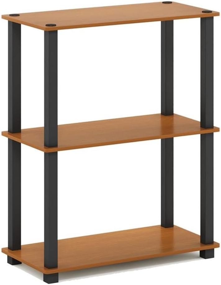 Furinno Turn-S-Tube 3-Tier Compact Multipurpose Shelf Display Rack with Square Tube, Light Blue/White