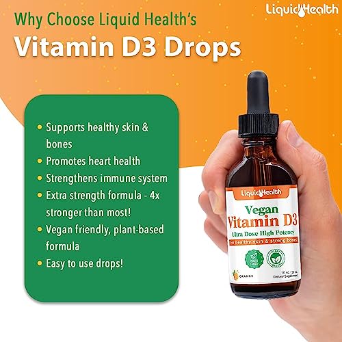 Liquidhealth Liquid Vitamin D3 5000 Iu, Vitamin D Liquid Drops, Adults & Kids, Ultra Concentrated D3 Vitamin D Drops, Pure Vegan Liquid Vitamin D For Immune Support, Bone Health, Mood Support - 2 Pack #TOP2