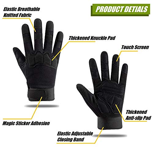 Hycoprot Full Finger Tactical Gloves, Touch Screen Knuckle Protective Breathable Lightweight Outdoor Military Gloves For Shooting, Hunting, Motorcycling, Climbing (Medium, Black) #TOP1