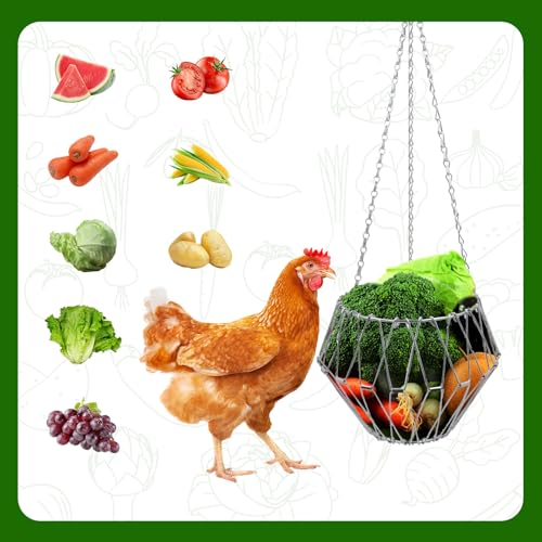 Hanging Chicken Feeder, Metal Chicken Treat Dispenser with Chain and Stand Pole, Chicken Enrichment Toys, Chicken Coop Accessories for Hens, Turkeys, Ducks, Geese, and Other Poultry by MinrzPet - Used condition - Image 5