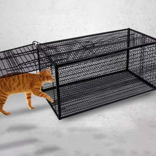 Trampa for Gatos, Jaula for Animales Vivos Callejeros for Mapaches, Ardillas Y Callejeros Pequeños(39 * 18 * 18CM)