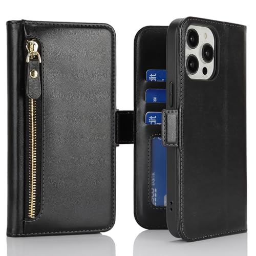 Étui portefeuille iPhone 15 Pro Max Havaya doté d'une pochette zippée et rabat de protection