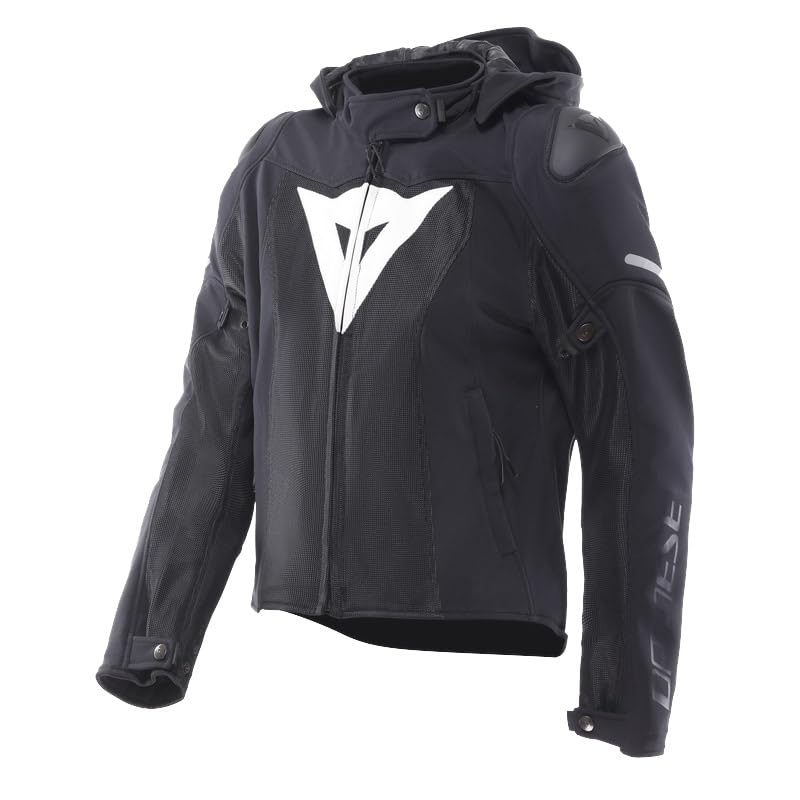 DAINESE Super Sprint Air Tex - Chaqueta de moto para mujer, color negro, tejido transpirable con protecciones, negro/blanco, 44