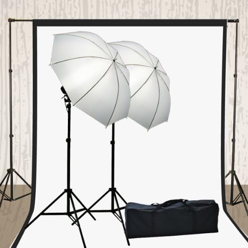 ePhoto Photography Video Muslin Backdrop Background Support Stand 2 Lights Umbrella 2 Muslins Lighting Kit by ePhotoInc H4051