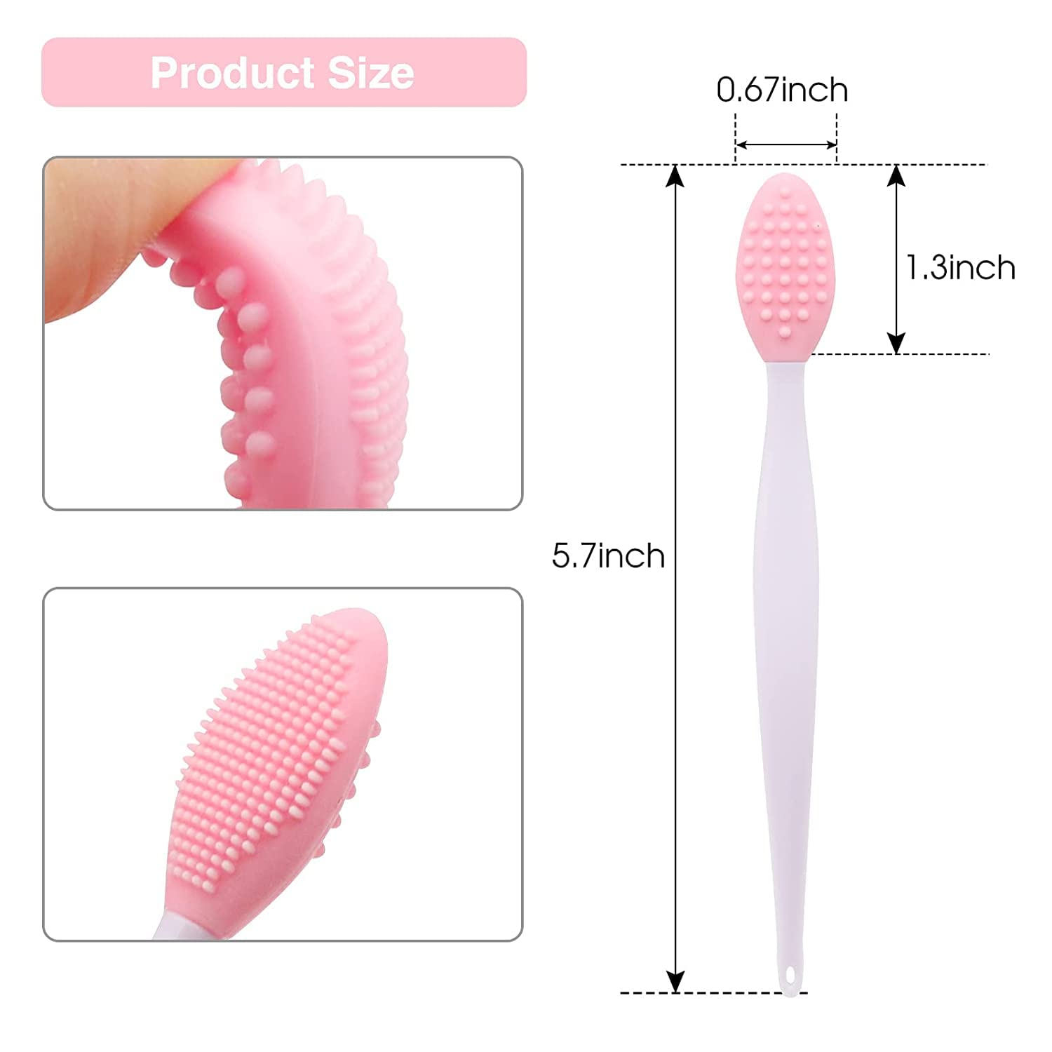 Getmecraft Silicone Lip Scrub Brush Double Sided Exfoliating Tool for Dry Lips Deep Massage Soft & Shiny Smoother Fuller Appearance(Pack Of 2) 1